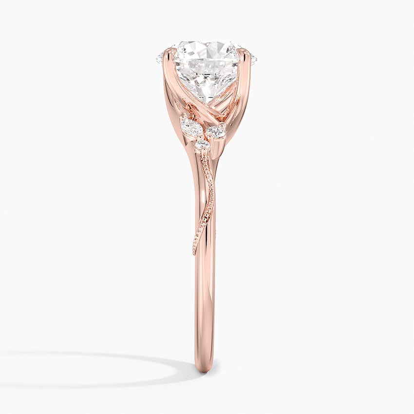 Camellia Milgrain Diamond Engagement Ring