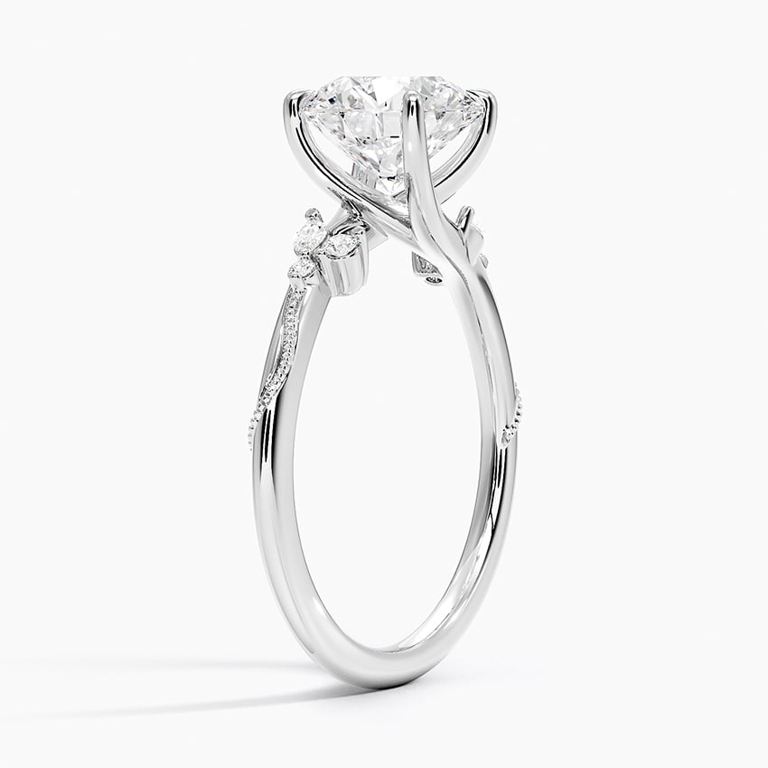 Camellia Milgrain Diamond Engagement Ring