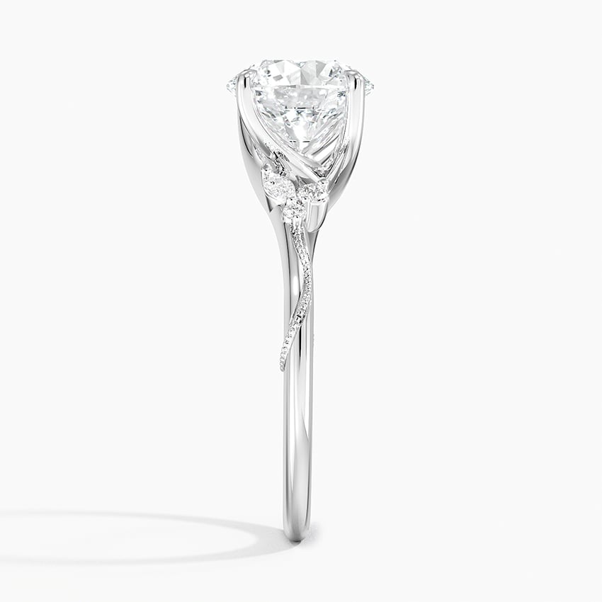 Camellia Milgrain Diamond Engagement Ring