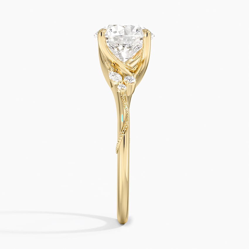 Camellia Milgrain Diamond Engagement Ring