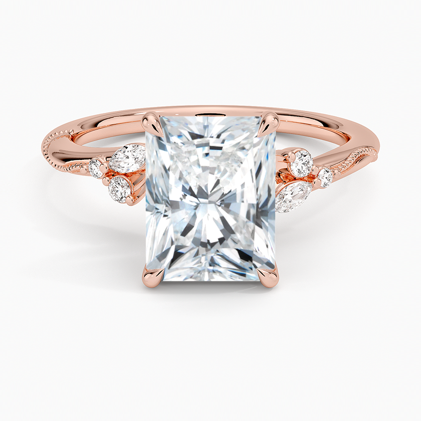 Camellia Milgrain Diamond Engagement Ring