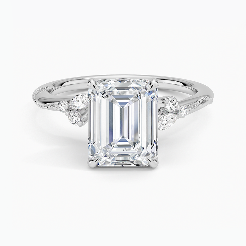 Camellia Milgrain Diamond Engagement Ring