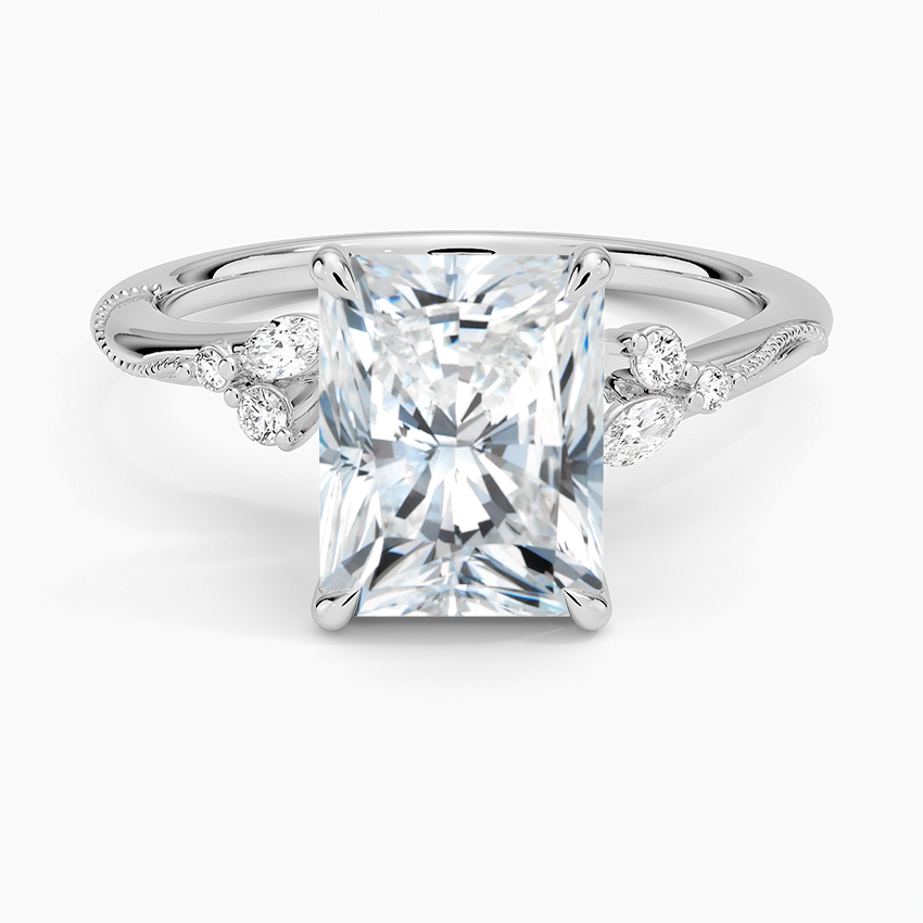 Camellia Milgrain Diamond Engagement Ring