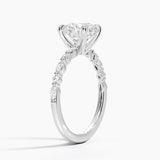 Delicate Versailles Diamond Engagement Ring with a Round cut diamond in white gold — side view