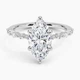 Delicate Versailles Diamond Engagement Ring with a Marquise cut diamond in white gold — top view
