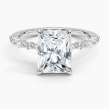 Delicate Versailles Diamond Engagement Ring with a Radiant cut diamond in white gold — top view