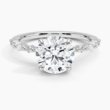 Delicate Versailles Diamond Engagement Ring with a Round cut diamond in white gold — top view