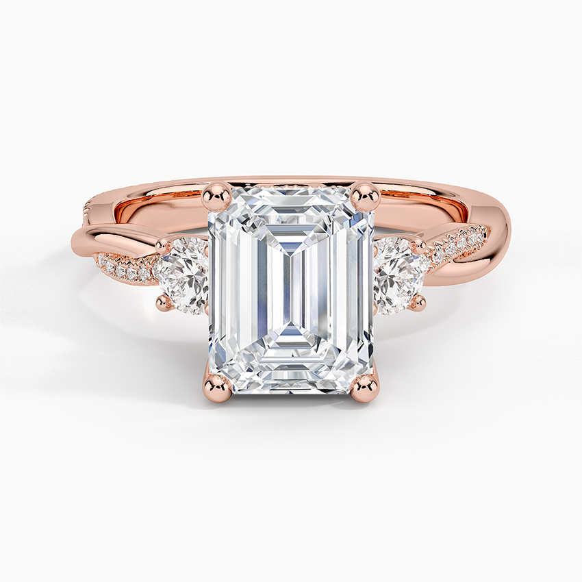 Adorned Petite Twisted Vine Three Stone Diamond Engagement Ring