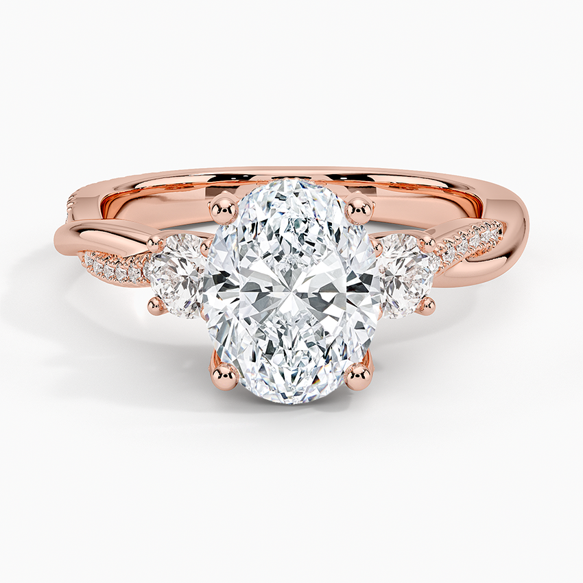 Adorned Petite Twisted Vine Three Stone Diamond Engagement Ring