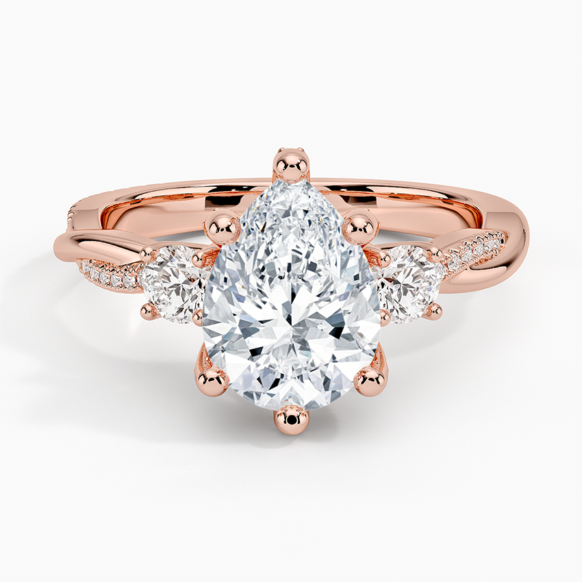 Adorned Petite Twisted Vine Three Stone Diamond Engagement Ring