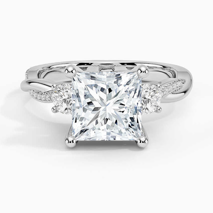Adorned Petite Twisted Vine Three Stone Diamond Engagement Ring
