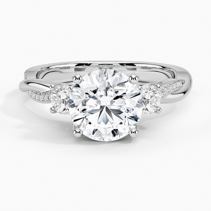 Adorned Petite Twisted Vine Three Stone Diamond Engagement Ring