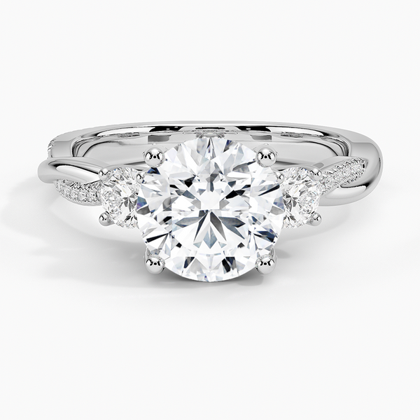 Adorned Petite Twisted Vine Three Stone Diamond Engagement Ring