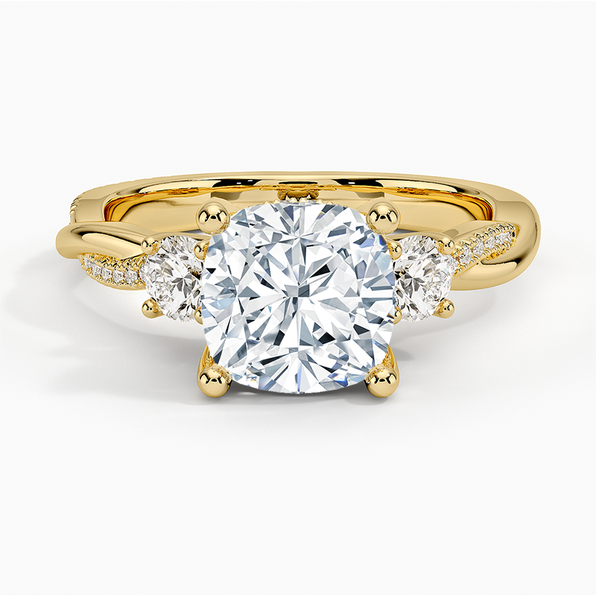 Adorned Petite Twisted Vine Three Stone Diamond Engagement Ring