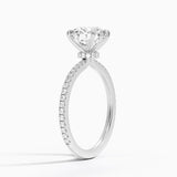 Demi Three-Quarter Coverage Diamond Engagement Ring with a Round cut diamond in white gold — side view