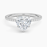 Demi Three-Quarter Coverage Diamond Engagement Ring with a Heart cut diamond in white gold — top view