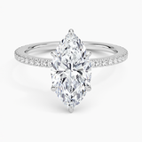 Demi Three-Quarter Coverage Diamond Engagement Ring with a Marquise cut diamond in white gold — top view
