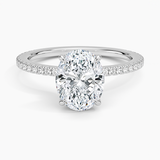 Demi Three-Quarter Coverage Diamond Engagement Ring with a Oval cut diamond in white gold — top view