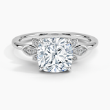 Fiore Diamond Engagement Ring with a Cushion cut diamond in white gold — top view