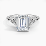 Fiore Diamond Engagement Ring with a Emerald cut diamond in white gold — top view