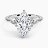 Fiore Diamond Engagement Ring with a Marquise cut diamond in white gold — top view