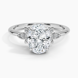 Fiore Diamond Engagement Ring with a Oval cut diamond in white gold — top view