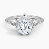 Fiore Diamond Engagement Ring with a Pear cut diamond in white gold — top view