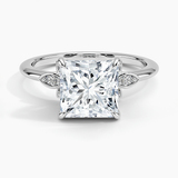 Fiore Diamond Engagement Ring with a Princess cut diamond in white gold — top view