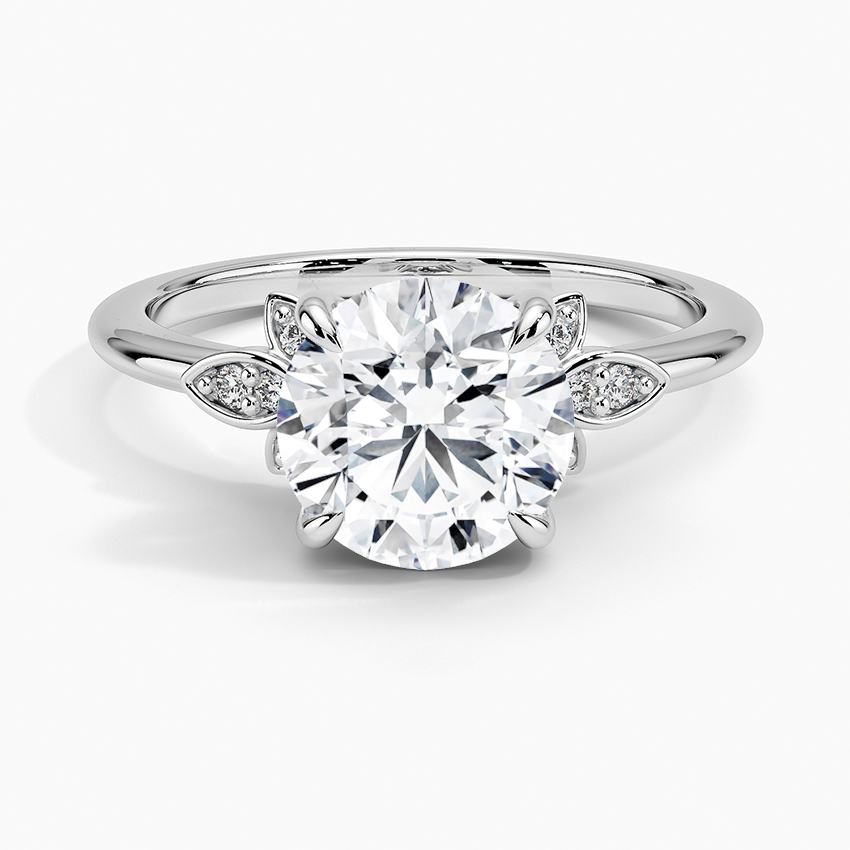 Fiore Diamond Engagement Ring with a Round cut diamond in white gold — top view