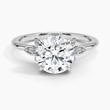 Fiore Diamond Engagement Ring with a Round cut diamond in white gold — top view