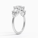 Sabine Cluster Diamond Engagement Ring with a Round cut diamond in white gold — side view
