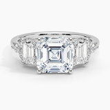 Sabine Cluster Diamond Engagement Ring with a Asscher cut diamond in white gold — top view