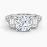 Sabine Cluster Diamond Engagement Ring with a Cushion cut diamond in white gold — top view
