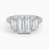 Sabine Cluster Diamond Engagement Ring with a Emerald cut diamond in white gold — top view