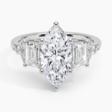 Sabine Cluster Diamond Engagement Ring with a Marquise cut diamond in white gold — top view