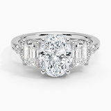 Sabine Cluster Diamond Engagement Ring with a Oval cut diamond in white gold — top view