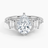 Sabine Cluster Diamond Engagement Ring with a Pear cut diamond in white gold — top view