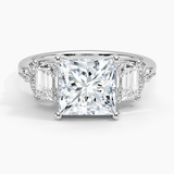 Sabine Cluster Diamond Engagement Ring with a Princess cut diamond in white gold — top view