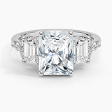 Sabine Cluster Diamond Engagement Ring with a Radiant cut diamond in white gold — top view