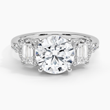 Sabine Cluster Diamond Engagement Ring with a Round cut diamond in white gold — top view