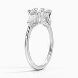 Adorned Opera Three Stone Diamond Engagement Ring with a Round cut diamond in white gold — side view