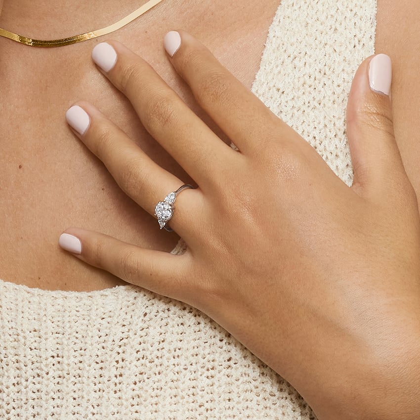 Adorned Opera Three Stone Diamond Engagement Ring