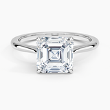 Elle Solitaire Engagement Ring with a Asscher cut diamond in white gold — top view