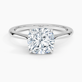 Elle Solitaire Engagement Ring with a Cushion cut diamond in white gold — top view