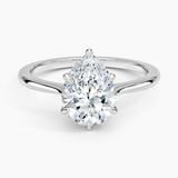Elle Solitaire Engagement Ring with a Pear cut diamond in white gold — top view