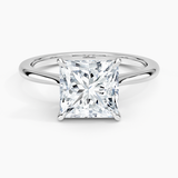 Elle Solitaire Engagement Ring with a Princess cut diamond in white gold — top view