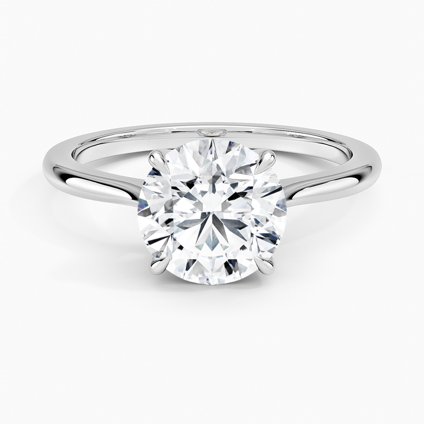 Elle Solitaire Engagement Ring with a Round cut diamond in white gold — top view