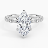 Freesia 2mm Diamond Engagement Ring with a Marquise cut diamond in white gold — top view