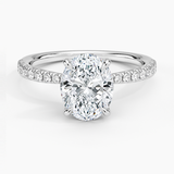 Freesia 2mm Diamond Engagement Ring with a Oval cut diamond in white gold — top view