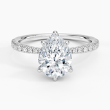 Freesia 2mm Diamond Engagement Ring with a Pear cut diamond in white gold — top view